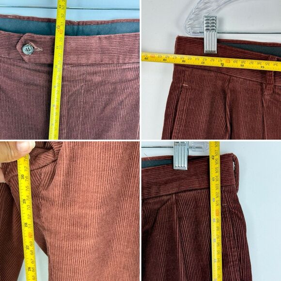 VTG Jos. A. Bank Mens Pants Red Corduroy Straight Cuffed Pleated Chinos Size 35 - Picture 8 of 15